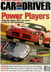 CAR & DRIVER 2002 NOV - SRT-10, DINAN M5, G35, CAYENNE